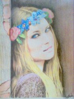 mujer y flores